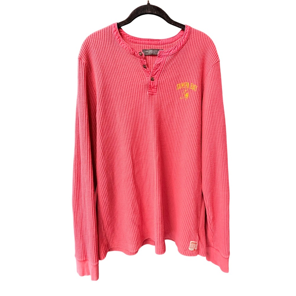 Junk Food Henley Shirt Men‎ XXL Red Tampa Bay Buccaneers Waffle Knit Long Sleeve